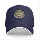 Black baseball cap with vegetable soup themed graphic print