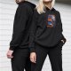 Black hoodie with anime-style loading graphic print