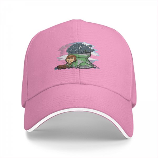 Black Baseball Cap Featuring How to Train Your Dragon Hiccup and Toothless Art