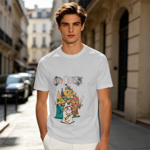 Cat Quest Themed T-Shirt With Fantasy Cat Warrior Characters