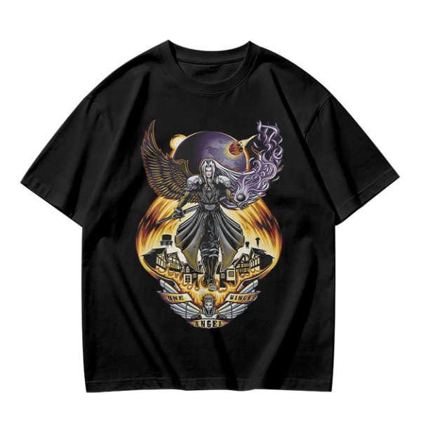Olive T-shirt with dark fantasy winged warrior graphic print