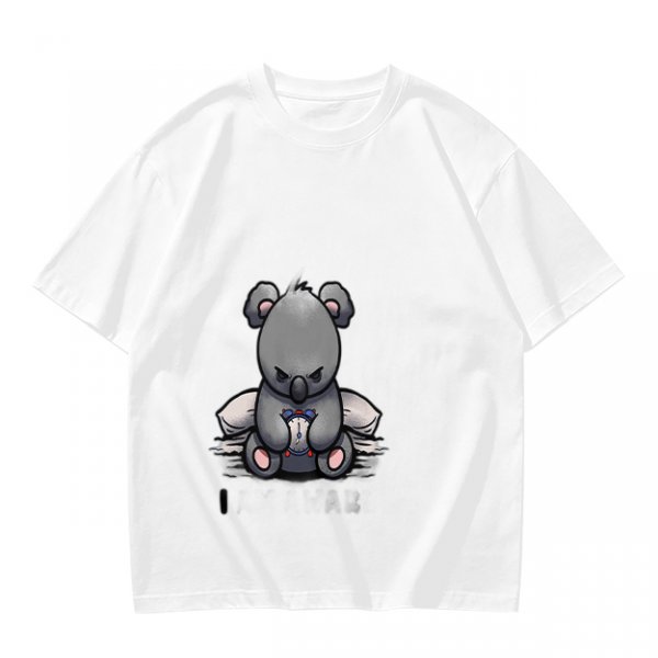 Olive T-shirt with Angry Koala Holding a Small Toy Print
