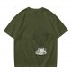 Olive Green T-Shirt with Steaming Coffee Cup Print