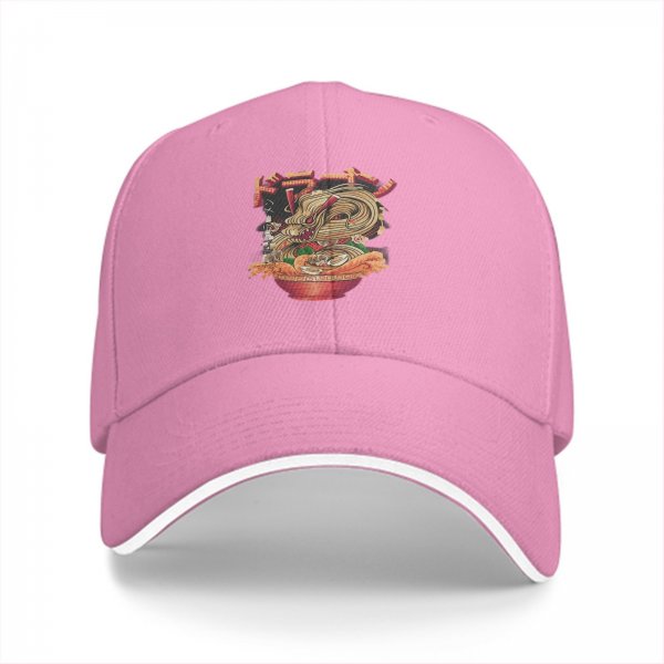 Black Baseball Cap with Ramen Dragon Japanese Art Print