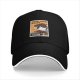 Black baseball cap with raccoon 'Wash Your Hands Before Touching Trash' print