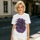 Olive Green T-Shirt with Purple Abstract Swirling Graphic Print