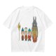 Olive T-shirt with cartoon characters print featuring Totoro and small figures