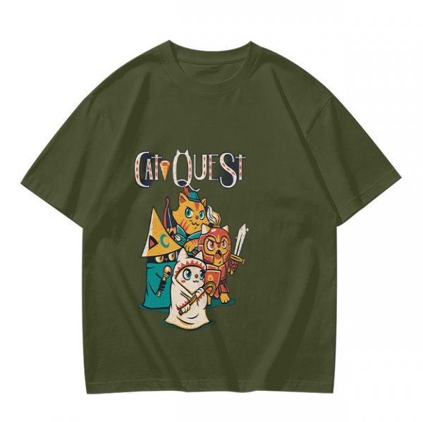 Cat Quest Themed T-Shirt With Fantasy Cat Warrior Characters