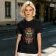 Olive T-Shirt with Tribal Warrior Mask and Horse Graphic Print