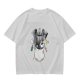 Olive graphic t-shirt with Trash Club raccoon and panda in trash can print
