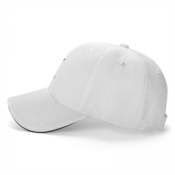 Black baseball cap with a sassy cat graphic and 'I want to behave but there's too many options' text