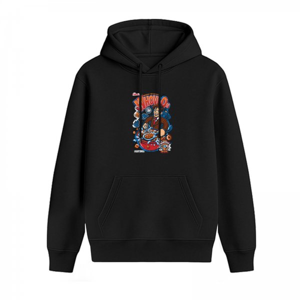 Black Hoodie With Whovian Cereal Themed Graphic Print