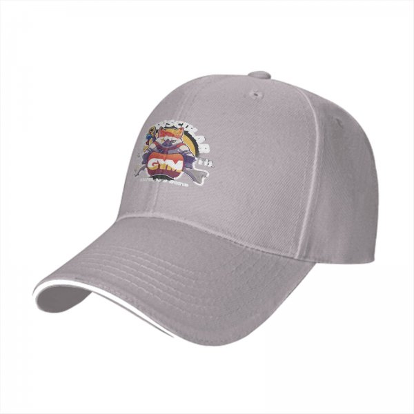 Black Baseball Cap with Muscular Cat Gym Graphic Print