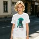 Olive T-Shirt With Glowing Teal Mushroom Creature And Moon Print