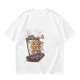 Olive T-shirt with cartoon pizza running on treadmill graphic