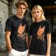 Olive T-Shirt with Cartoon Cat at Grave Print