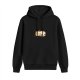 Black Hoodie With Cute Sleeping Calico Cat Graphic