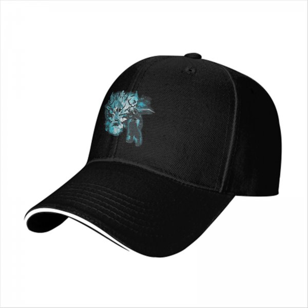 Black Baseball Cap With Blue Mythical Beast Graphic Print