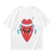 Olive T-Shirt With Cute Cartoon Heart Lifting Dumbbells Print