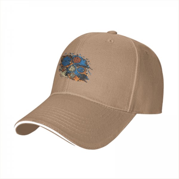 Black Baseball Cap With Fantasy Dice Splash Art Design