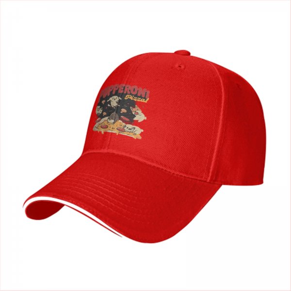 Black Baseball Cap With Pupperoni Pizza Cute Dog Graphic Print