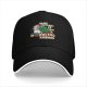 Black baseball cap with funny Christmas cat wobbling defense print