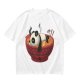 Olive green t-shirt with a panda relaxing in a steaming ramen bowl print