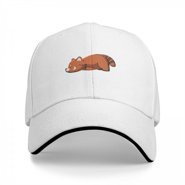 Black baseball cap with a sleeping red panda graphic