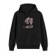 Black hoodie with cherry blossom tree and spirit figures print