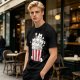 Olive T-Shirt With Cute Kitten Popcorn Bucket Graphic