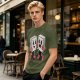 Olive T-Shirt With Retro Cartoon Fighting Ice Cubes Graphic
