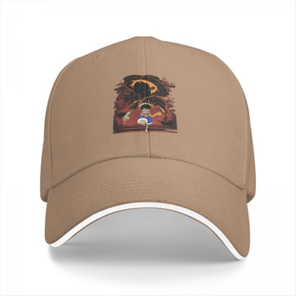 Black Baseball Cap with One Piece Luffy Straw Hat Anime Print