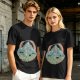Olive T-shirt with Dancing Skeleton Mountain Rainbow Cat Graphic