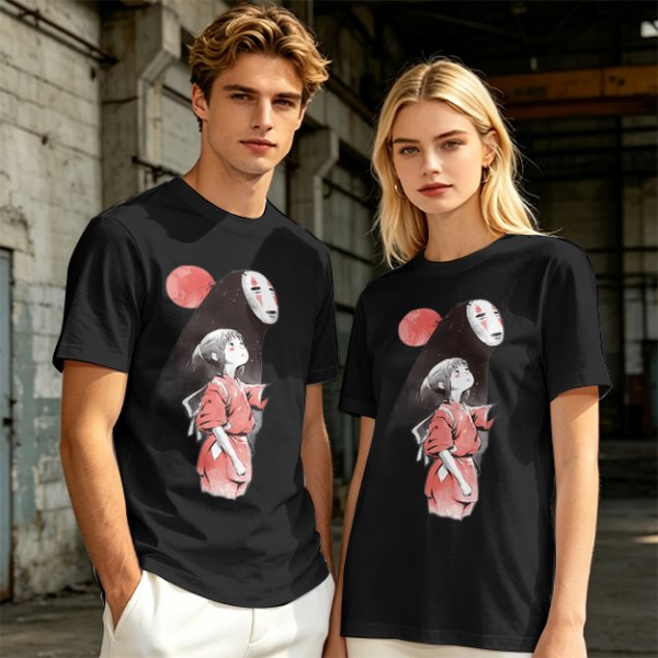 Spirited Away Chihiro and No Face Anime Graphic T-Shirt
