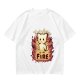 Olive Graphic T-Shirt With Everything Is On Fire Cat Design