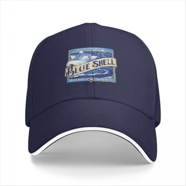 Black Baseball Cap with Blue Shell Brewing Co Mushroom White IPA Print