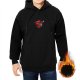 Black Hoodie With Small Red Graphic Print On Chest