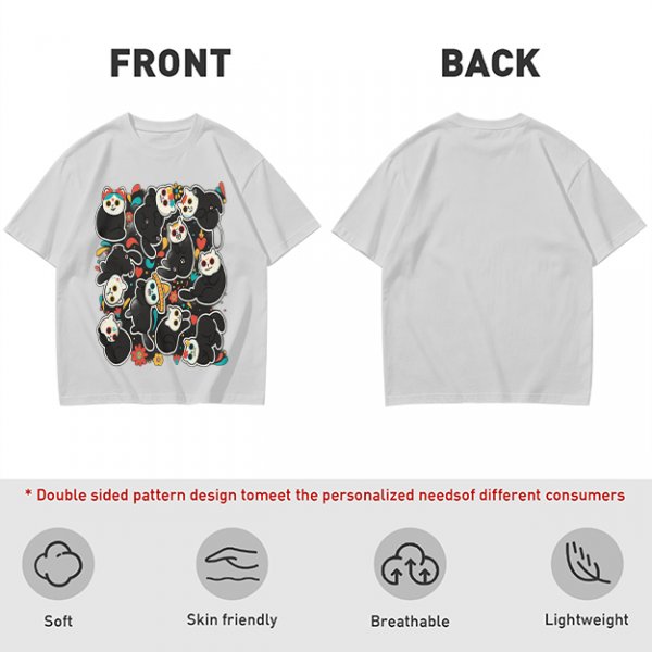 Olive T-Shirt With Day Of The Dead Cat Skull Graphic Print
