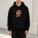 Black hoodie with surreal skull fried egg graphic print