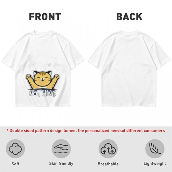 Olive T-Shirt with Happy Raised Paw Cat and 'NOTHING' Print