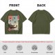 Olive T-Shirt with Ukiyo-e Style Ninja Temple Print