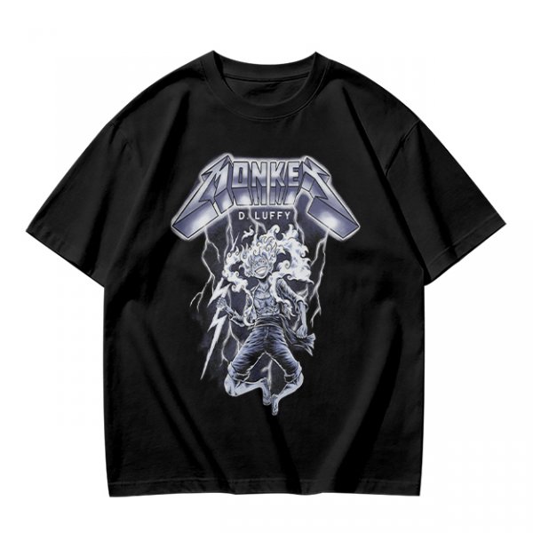 One Piece Monkey D. Luffy Gear 5 Metal Rock Style Graphic T-Shirt