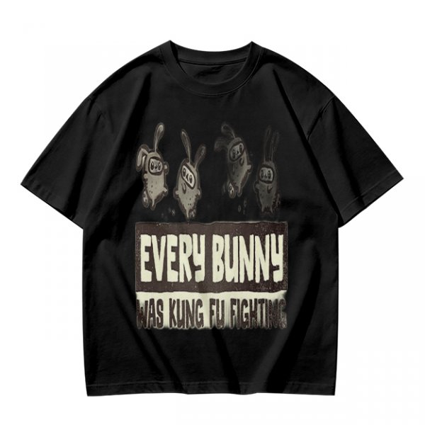 Olive T-Shirt With Every Bunny Was Kung Fu Fighting Print