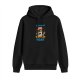 Black hoodie with cute raccoon trash issues graphic