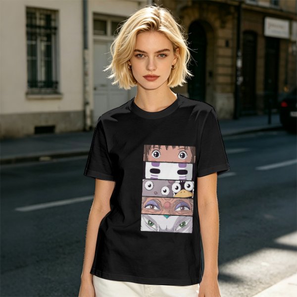 Spirited Away Character Eyes Graphic Olive T-Shirt