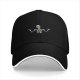 Black baseball cap with shrugging skeleton graphic