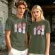 Olive Green T-Shirt With Cute Mushroom Creature Graphic