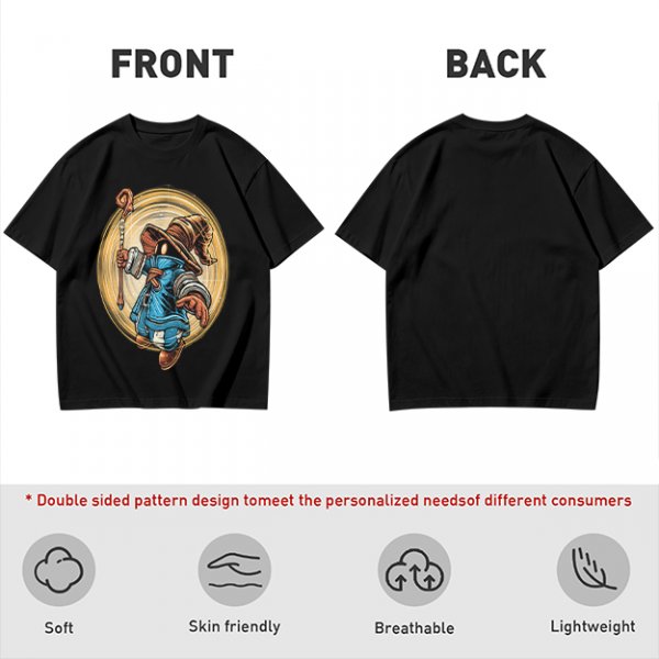 Olive T-Shirt With Fantasy Wizard Character Graphic Print
