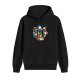 Black Hoodie With Playful Cats On Rubik's Cube Graphic