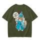 Olive T-Shirt With Fairy Godmother Cat Graphic Print